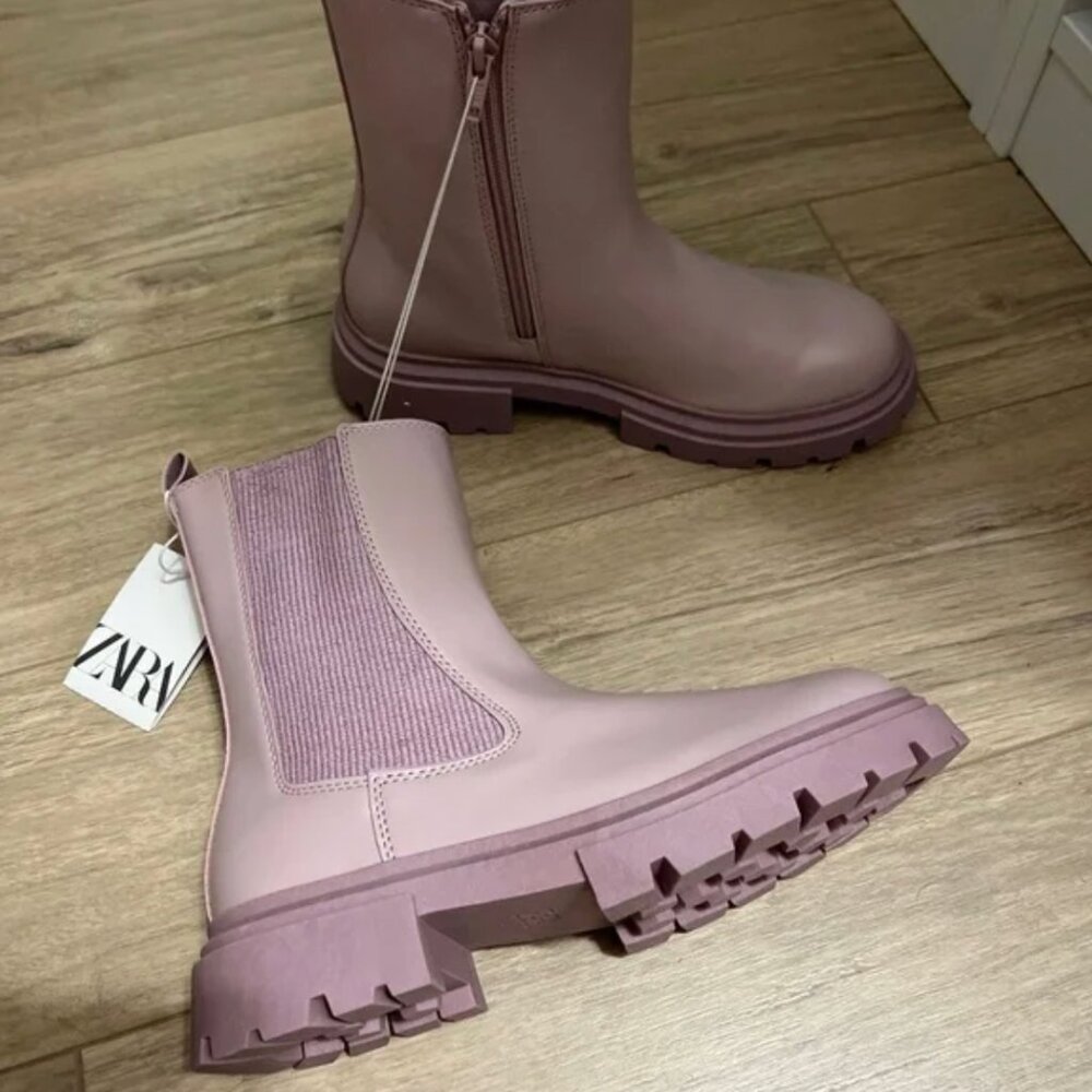 Zara Girls Rubberized Lug Sole Ankle Boots EUR 37